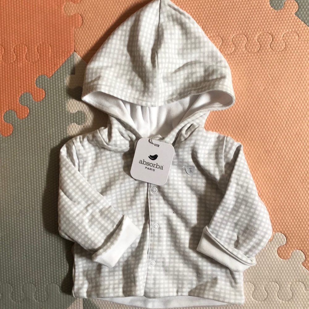 Absorba Snap Grid Print Hoodie 0-3 months